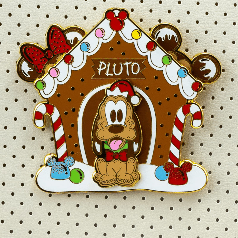 Loungefly x Disney Mickey and Friends Gingerbread Pluto House Sliding Pin