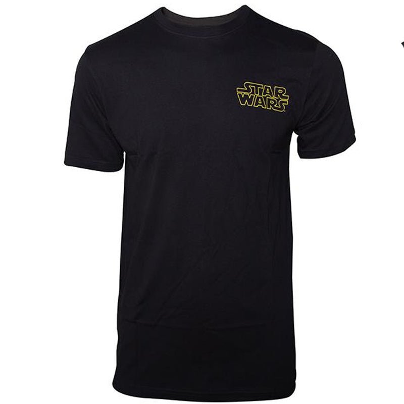 Star Wars Black Logo T - Shirt with Character List - GeekCore