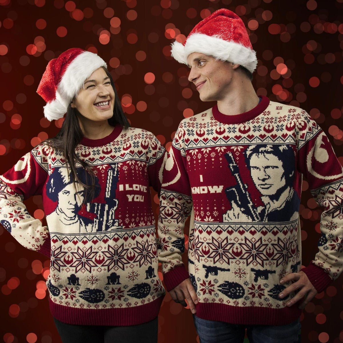 Star Wars Han & Leia Couples Knitted Christmas Jumpers / Sweaters - GeekCore