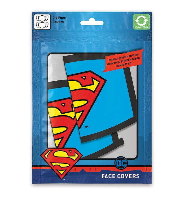 Superman Logo Face Mask 2 Pack - GeekCore