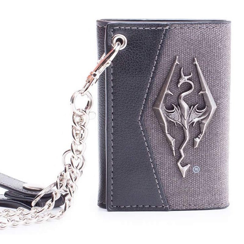 The Elder Scrolls Skyrim Chain Wallet with Metal Dragon Badge - GeekCore