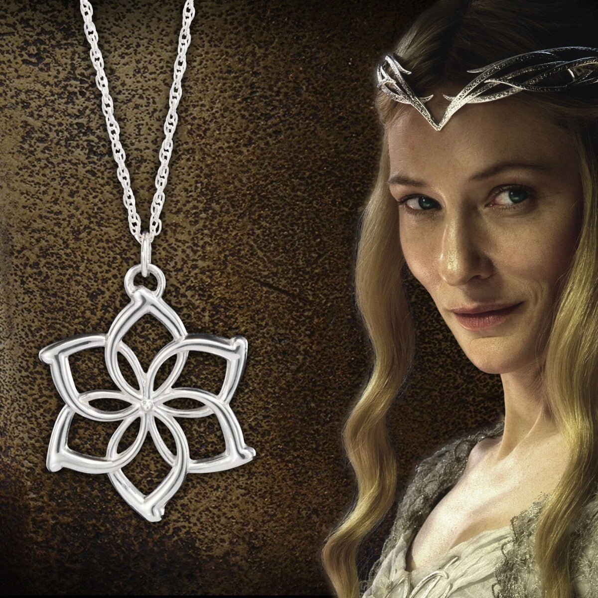 The Lord of the Rings Galadriel Flower Sterling Silver Necklace - GeekCore