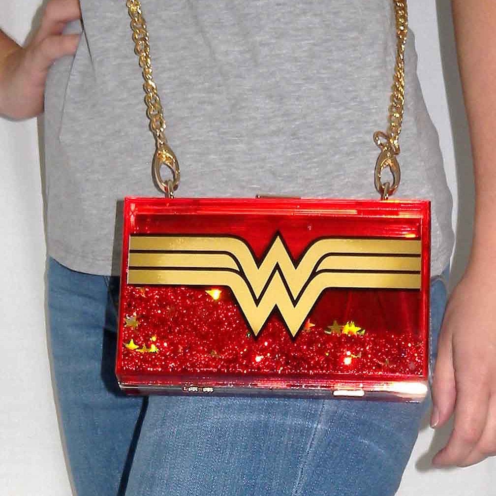 Wonder Woman Glitter Perspex Clutch Bag - GeekCore
