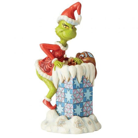 The Grinch by Jim Shore Climbing into Chimney Figurine