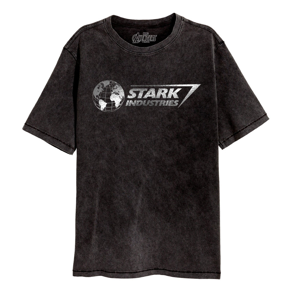 Avengers Stark Industries Foil SuperHeroes Inc. Acid Wash T-Shirt