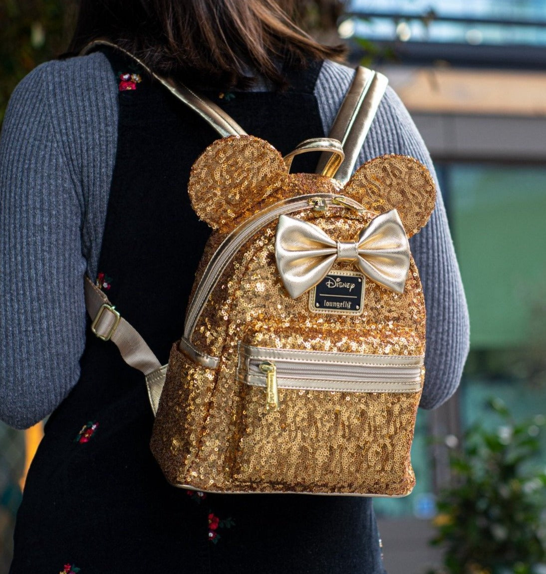 Loungefly x Disney LASR Minnie Yellow Gold Sequin Mini Backpack