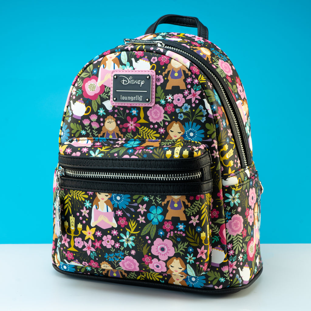 Loungefly x Disney Beauty and The Beast Belle Floral Print Mini Backpack