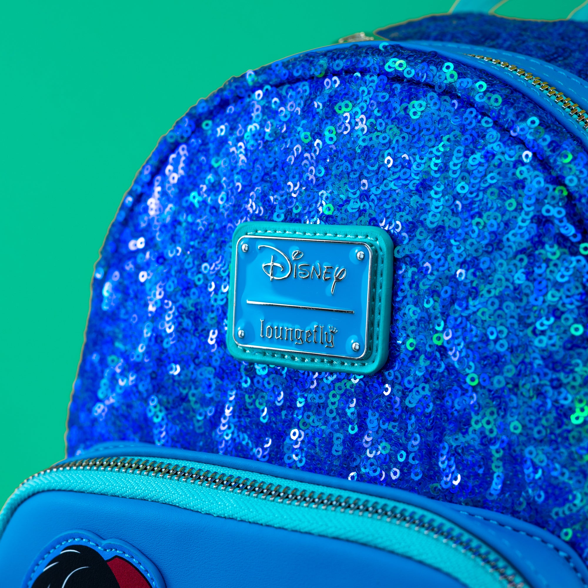 Loungefly x Disney Aladdin, Jasmine and Rajah Blue Sequin Mini Backpack