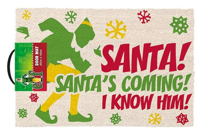 Elf Santa's Coming Coir Doormat