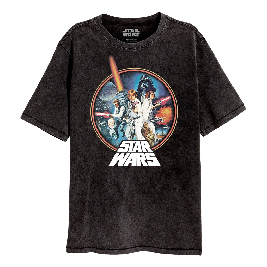 Star Wars Retro Circle SuperHeroes Inc. Acid Wash T-Shirt