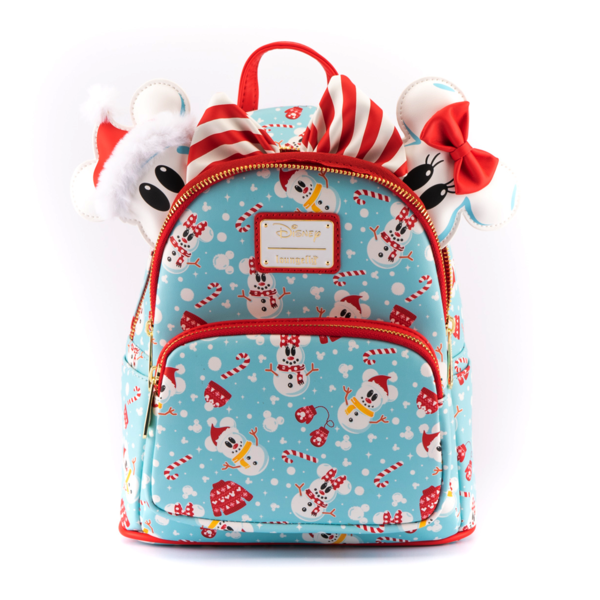 Loungefly x Disney Mickey and Minnie Mouse Snowman Print Mini Backpack and Headband Set