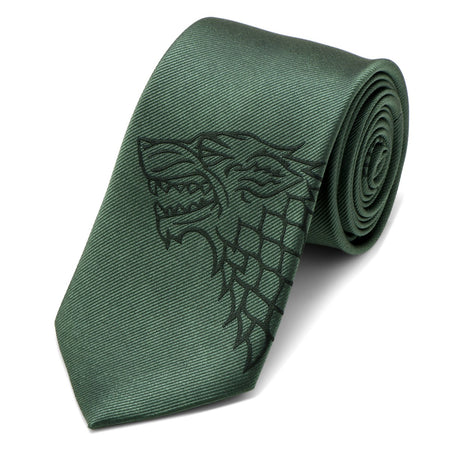 Game of Thrones House Stark Green Direwolf Silk Tie