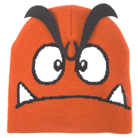 Super Mario Goomba Beanie Hat with 3D Eyebrows