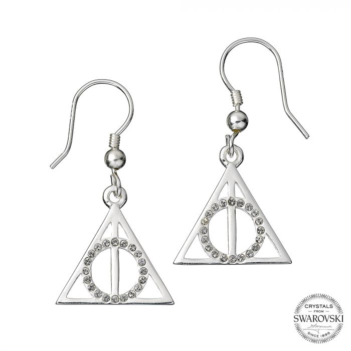 Harry Potter Deathly Hallows Sterling Silver Earrings with Swarovski Crystals