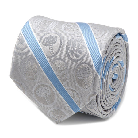 Marvel The Avengers Character Icon Grey and Blue Silk Tie