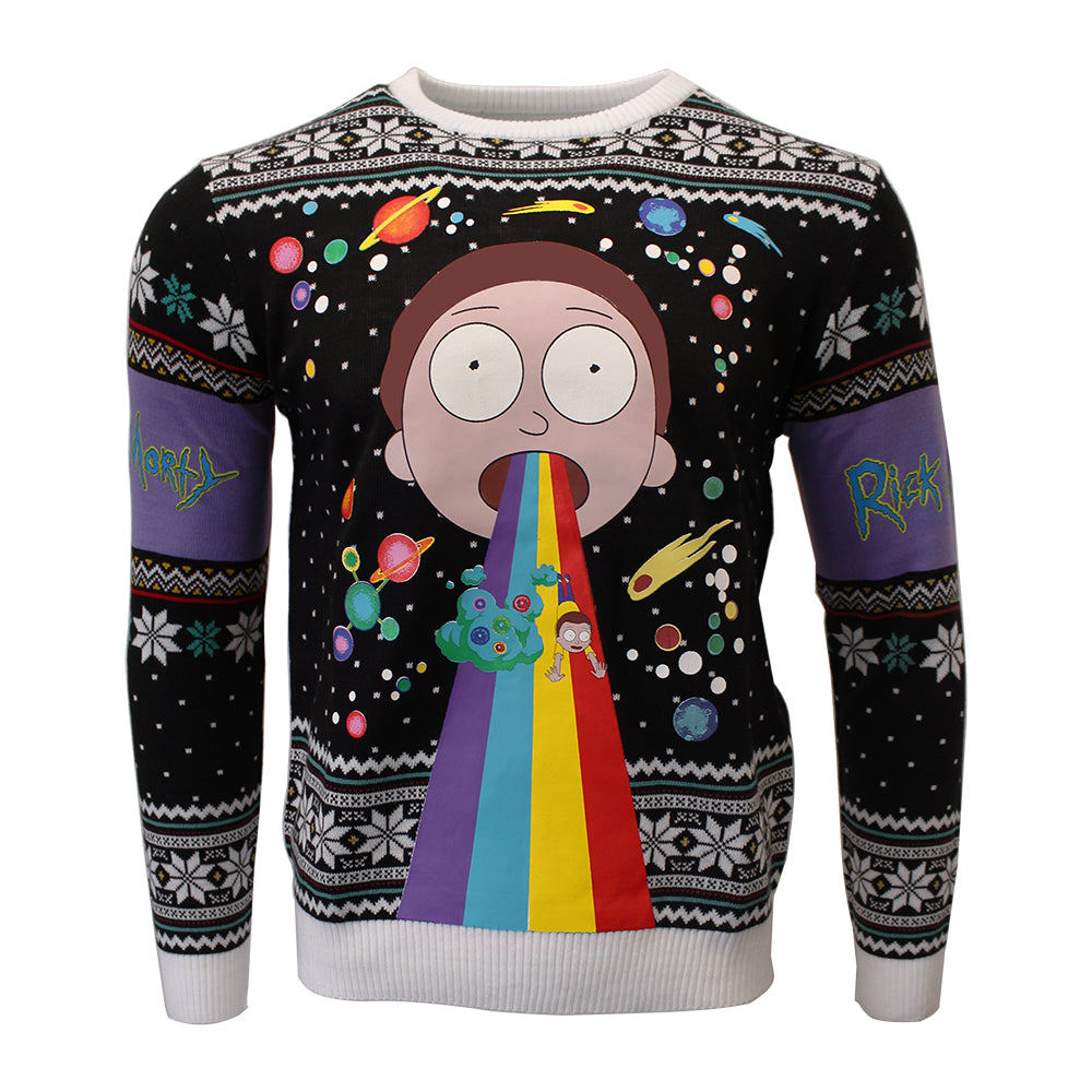 Rick and Morty Rainbow Knitted Christmas Jumper / Sweater