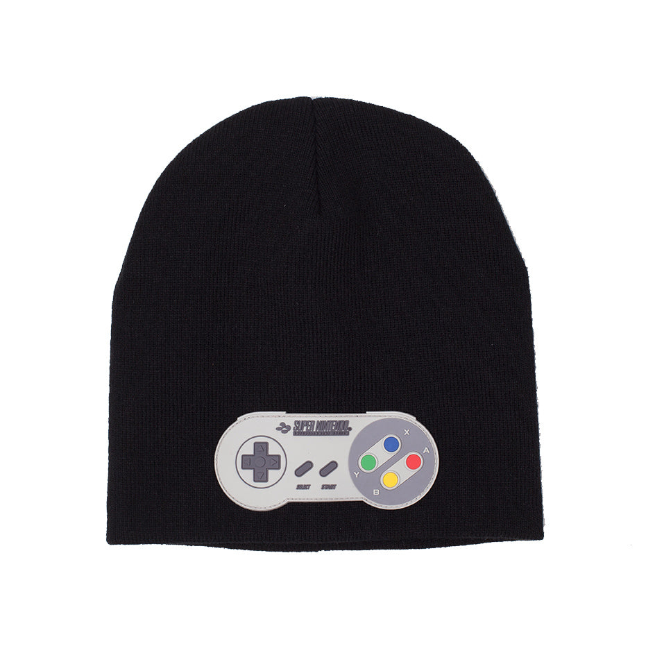 Nintendo Black SNES Beanie Hat with Controller Patch