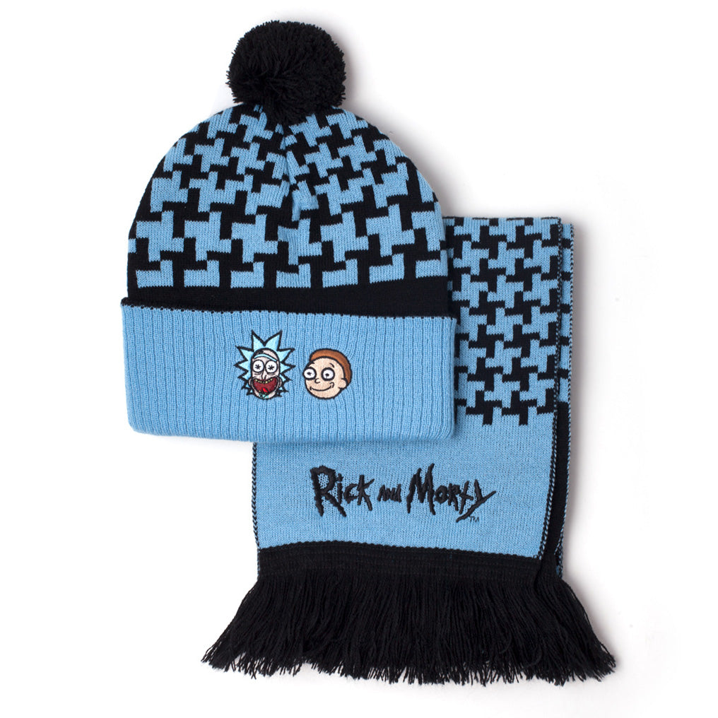 Rick and Morty Bobble Hat and Scarf Set