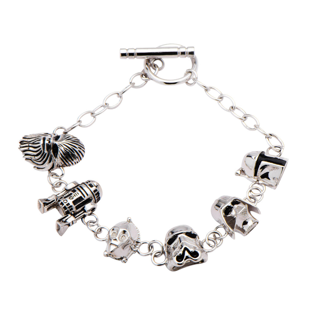 Star Wars Character Heads Sterling Silver Toggle Clasp Bracelet
