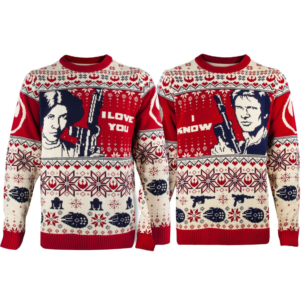 Star Wars Han & Leia Couples Knitted Christmas Jumpers / Sweaters