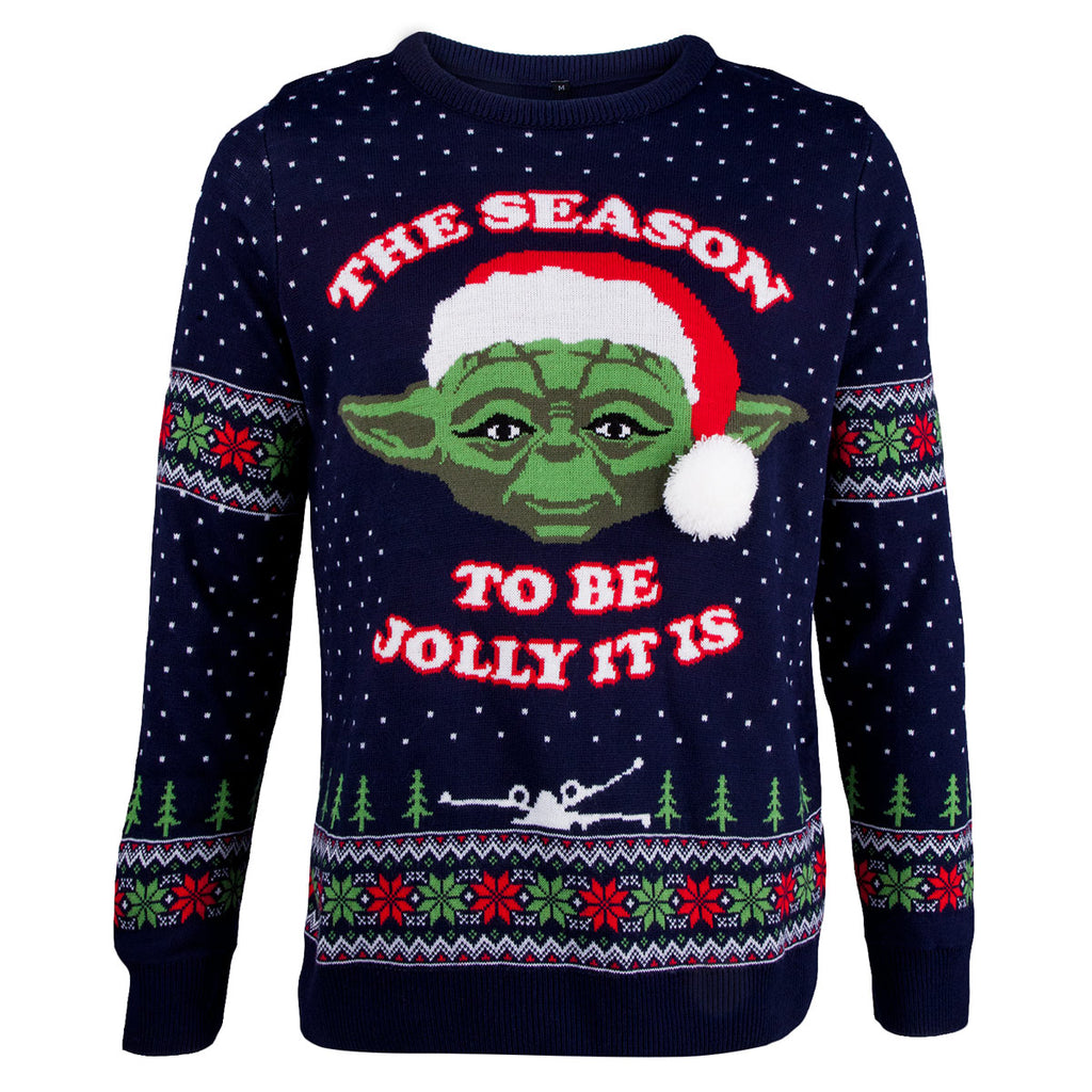 Star Wars Yoda Knitted Christmas Jumper-Small