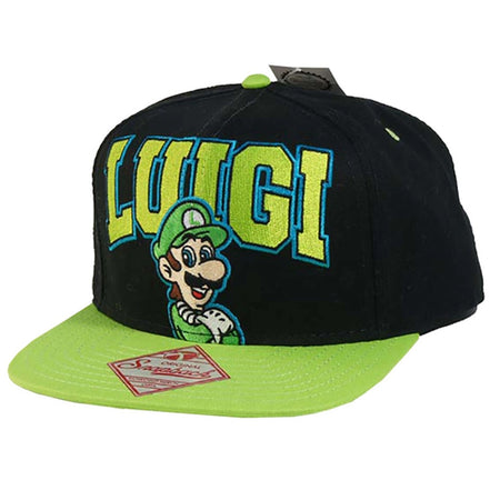 Super Mario Luigi Black Snapback Cap